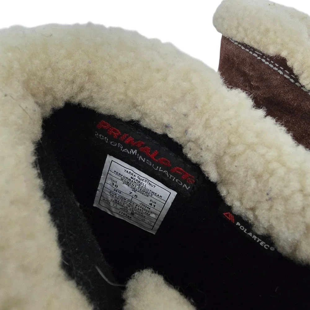 Merrell Yarra Chestnut Brown Suede Waterproof Primaloft Winter Boots Womens 10